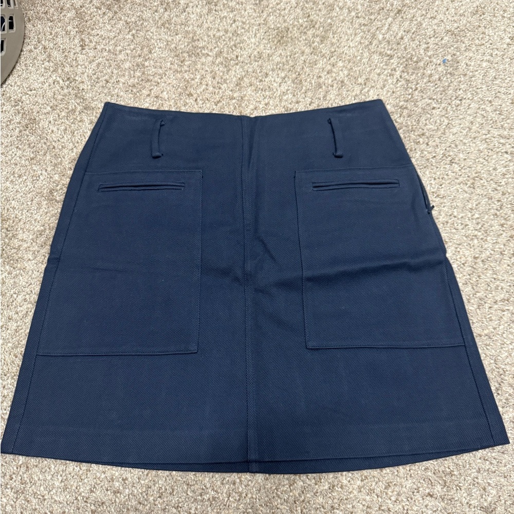 Theory Navy Mini Skirt with Front Patch Pockets